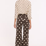 Brown Polka Dot Wide Leg Trousers