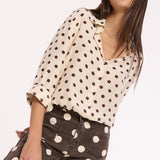 Cream Polka Dot Button Front Shirt