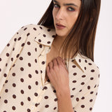 Cream Polka Dot Button Front Shirt