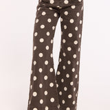 Brown Polka Dot Wide Leg Trousers