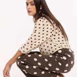 Brown Polka Dot Wide Leg Trousers