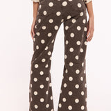 Brown Polka Dot Wide Leg Trousers