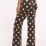 Brown Polka Dot Wide Leg Trousers