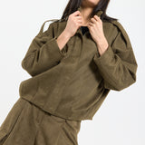 Khaki Oversize Wool Blend Utility Jacket