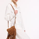 Brown Suede Fringe Crossbody Bag