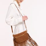 Brown Suede Fringe Crossbody Bag