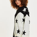 House Of Holland Monochrome Star Jumper With Slit Details