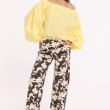Cow Print Wide Leg Jeans