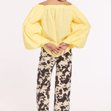 Yellow Off Shoulder Cotton Blouse