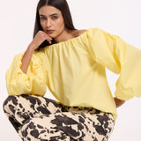 Yellow Off Shoulder Cotton Blouse