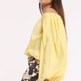 Yellow Off Shoulder Cotton Blouse