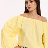 Yellow Off Shoulder Cotton Blouse