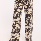 Cow Print Wide Leg Jeans