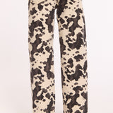 Cow Print Wide Leg Jeans