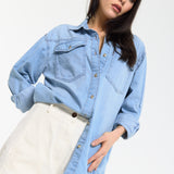 Light Wash Denim Relaxed Shirt