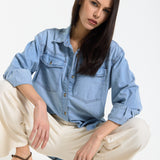 Light Wash Denim Relaxed Shirt