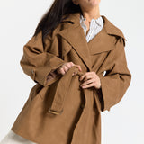 Brown Cord Belted Trench Jacket