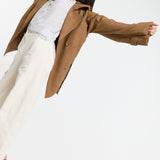 Brown Cord Belted Trench Jacket