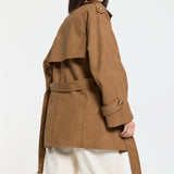 Brown Cord Belted Trench Jacket