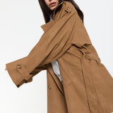 Brown Cord Belted Trench Jacket