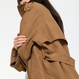 Brown Cord Belted Trench Jacket