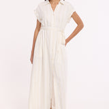 Linen Blend Belted Shirt Dress