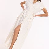 Linen Blend Belted Shirt Dress
