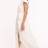 Linen Blend Belted Shirt Dress