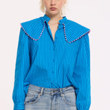 Striped Oversized Collar Shirt
