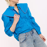 Striped Oversized Collar Shirt