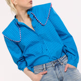 Striped Oversized Collar Shirt