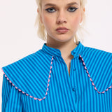 Striped Oversized Collar Shirt