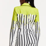 House Of Holland Stripe Monochrome Acid Green Splash Skort Playsuit