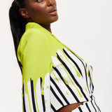 House Of Holland Stripe Monochrome Acid Green Splash Skort Playsuit