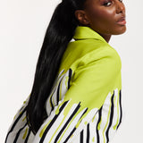 House Of Holland Stripe Monochrome Acid Green Splash Skort Playsuit