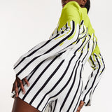House Of Holland Stripe Monochrome Acid Green Splash Skort Playsuit