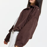 Brown Oversized Faux Suede Jacket