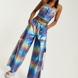 House Of Holland Metallic Rainbow Cargo Trousers