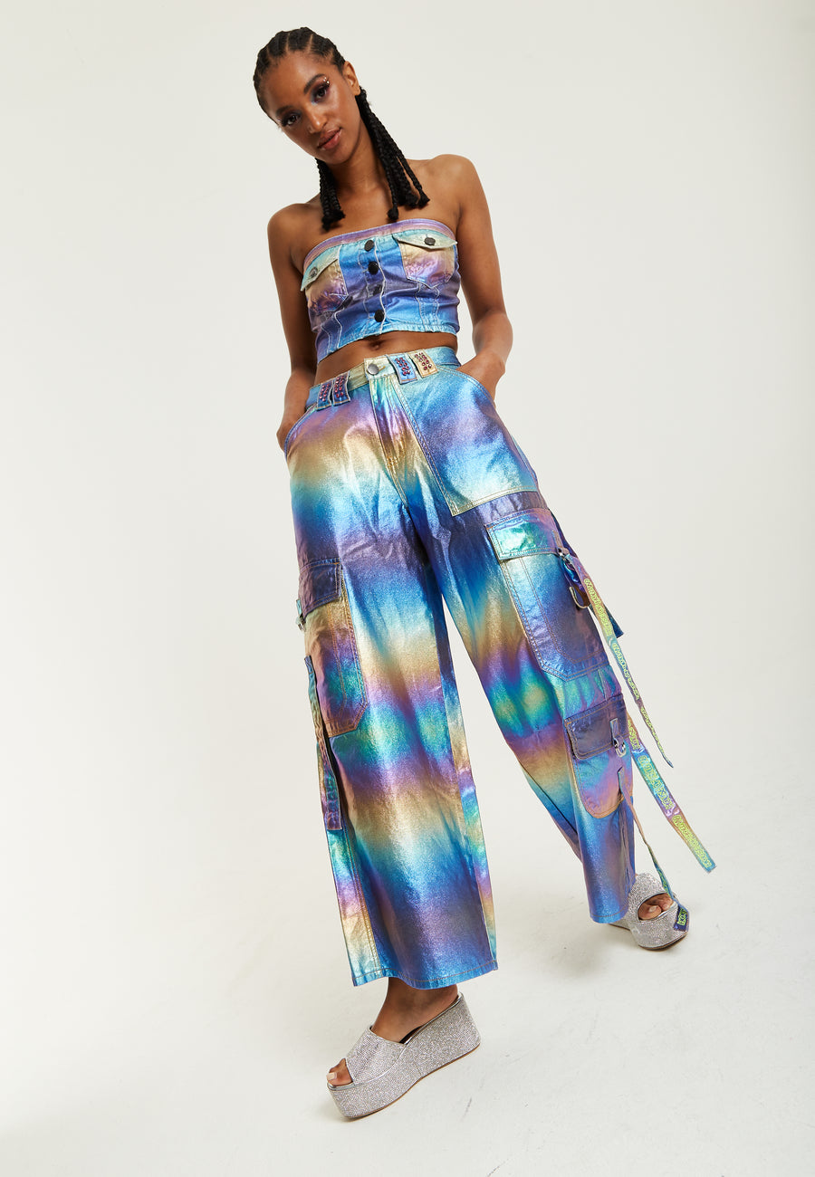 House Of Holland Metallic Rainbow Bandeau Top