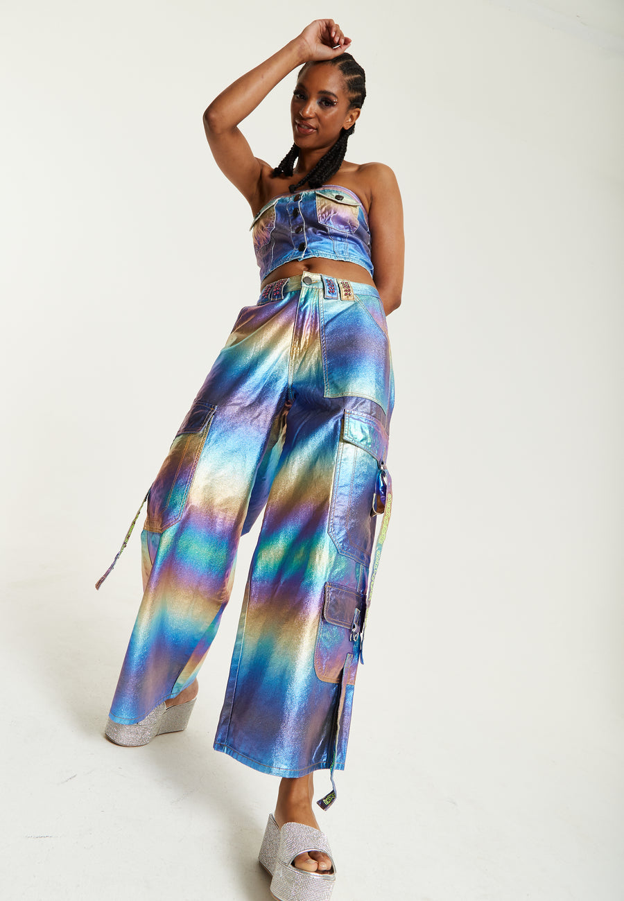 House Of Holland Metallic Rainbow Bandeau Top