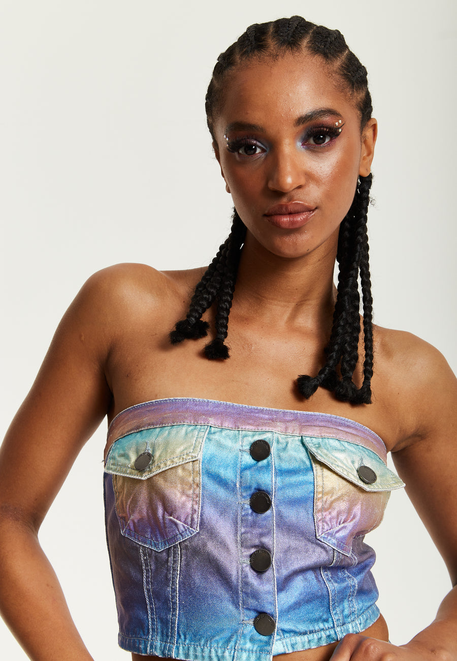 House Of Holland Metallic Rainbow Bandeau Top