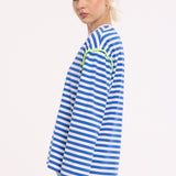 Striped Relaxed Cotton Blend Long Top