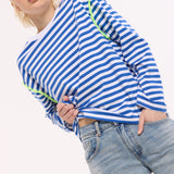Striped Relaxed Cotton Blend Long Top
