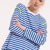 Striped Relaxed Cotton Blend Long Top