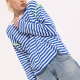 Striped Relaxed Cotton Blend Long Top