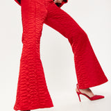 House Of Holland Lips Quilted Trousers In Red