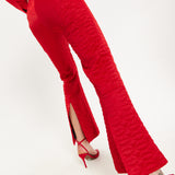 House Of Holland Lips Quilted Trousers In Red