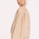 Beige Off Shoulder Cotton Blouse