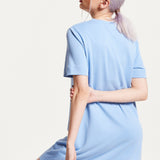 House of Holland Blue Tencel T-Shirt Dress With Logo Embroidery