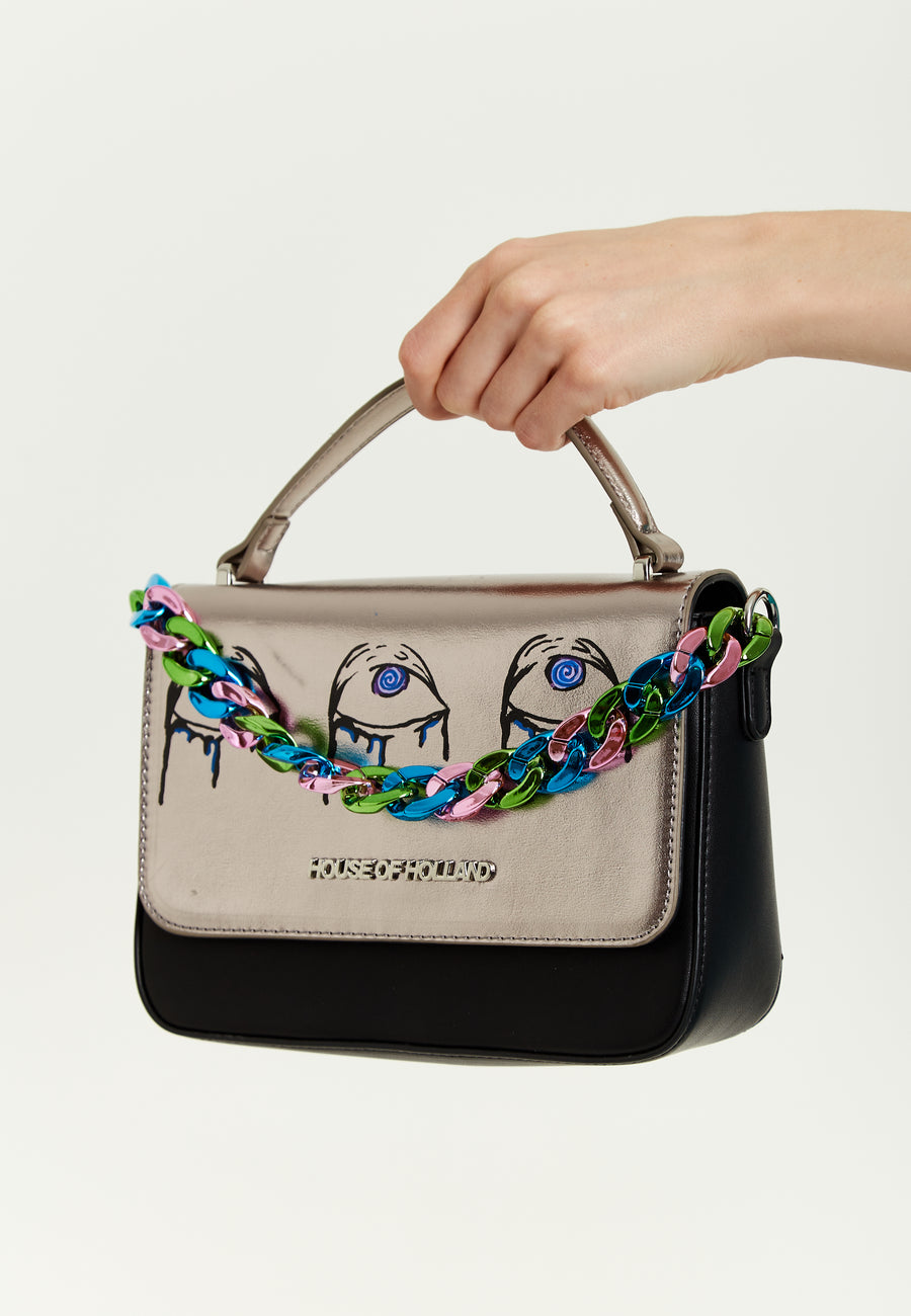 House of Holland Satchel Bag with Chain